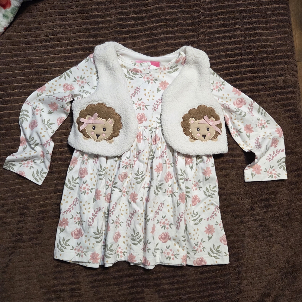 Goodlad Floral Dress with White Vest and Hedgehog Design